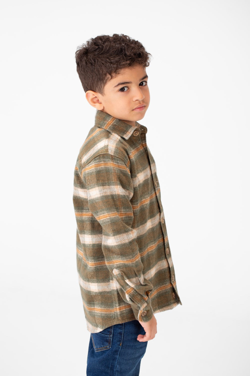 Boy's Winter Checked Shirt With Buttons And Long Sleeves