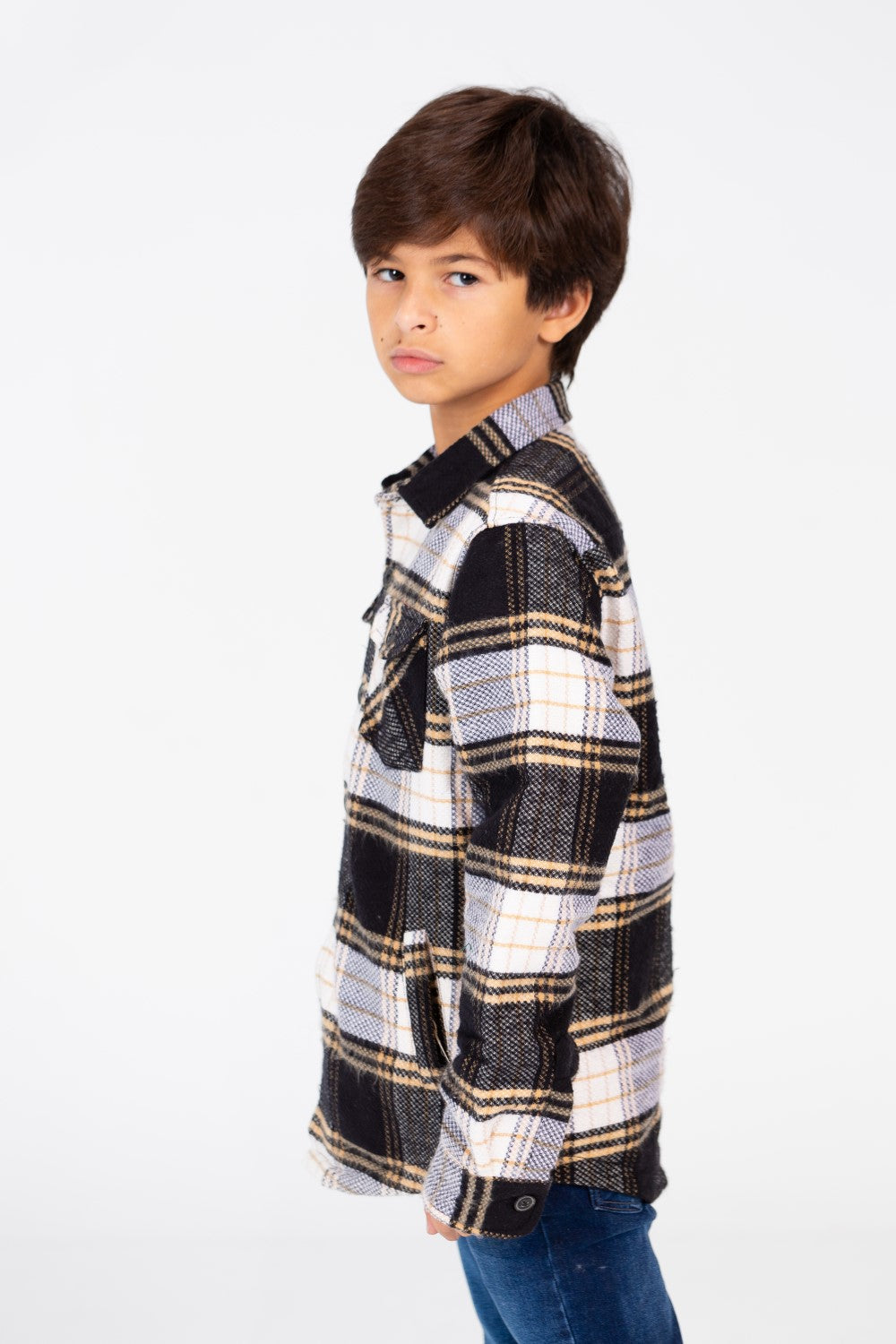 Boy's Checked Shirt With Front Pockets And Long Sleeves