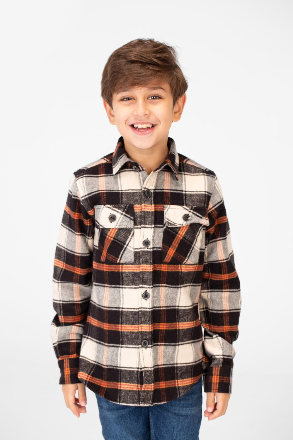 Boy's Winter Checked Shirt With Buttons