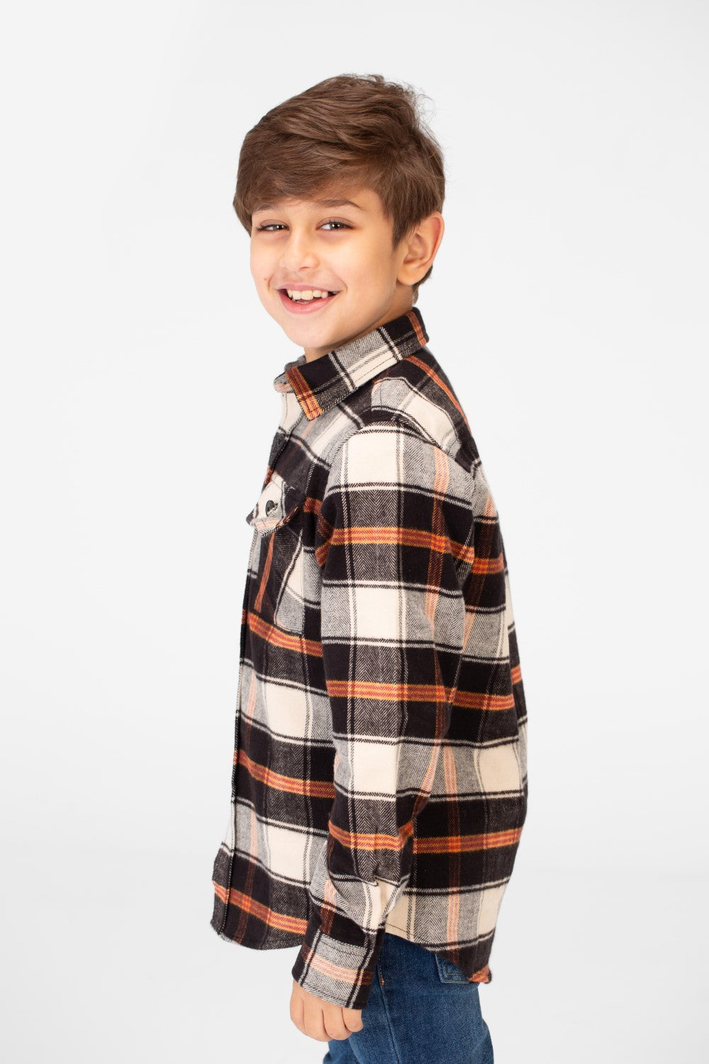 Boy's Winter Checked Shirt With Buttons