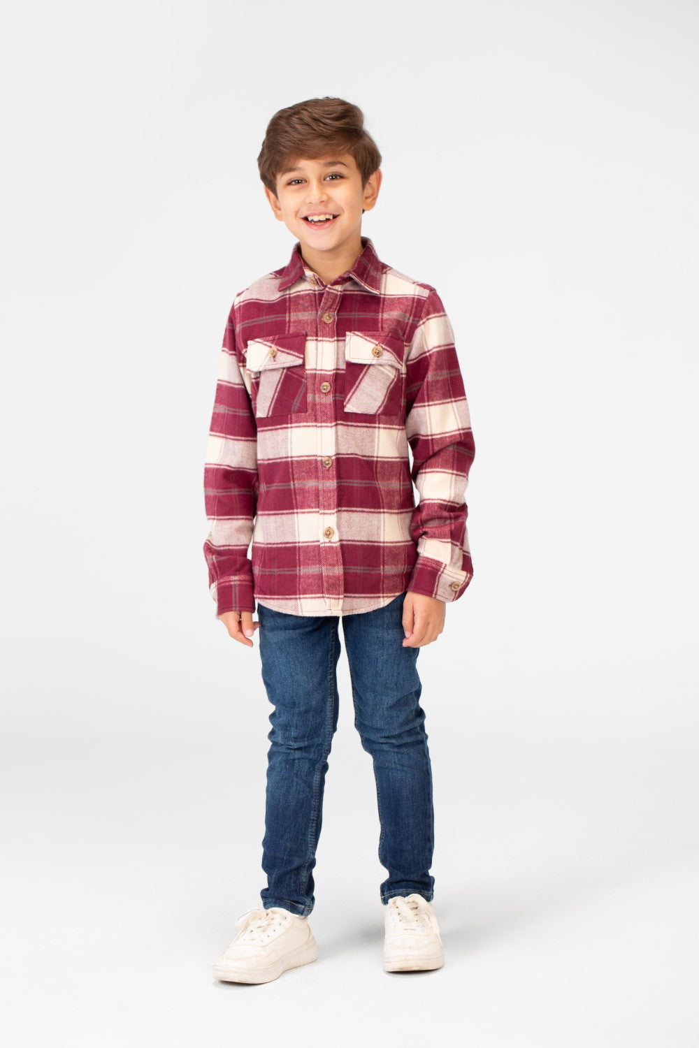 Boy's Winter Checked Shirt With Buttons