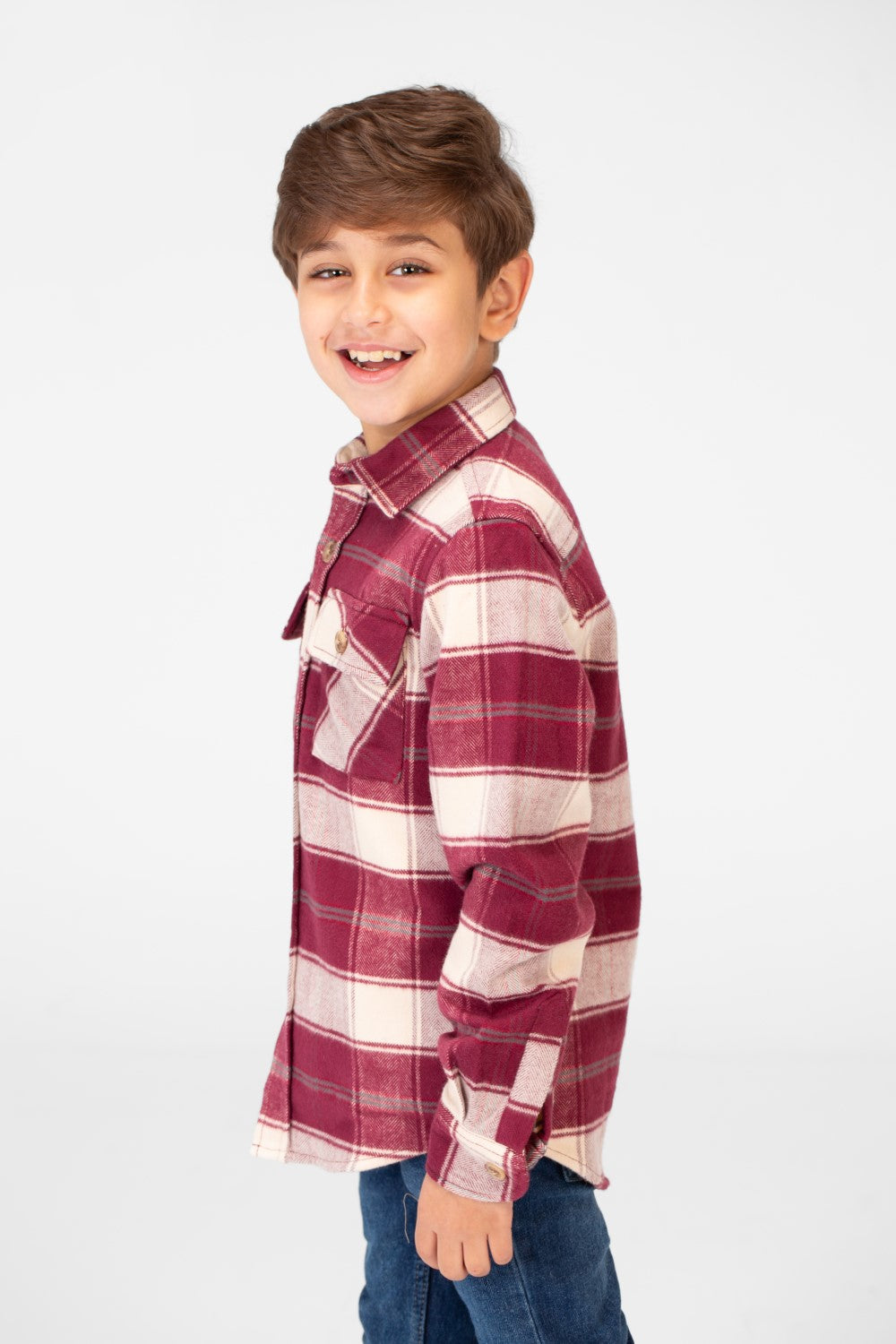 Boy's Winter Checked Shirt With Buttons