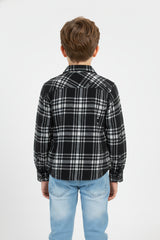 Boy's Winter Wool Slim Fit Shirt With Front Pocket And Long Sleeves