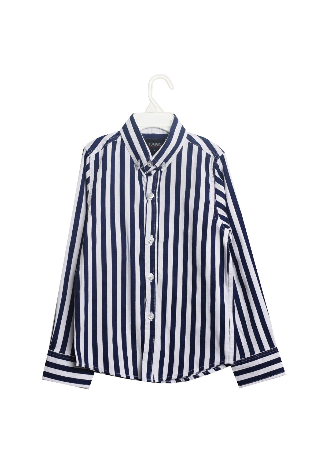 Boy's Unique Style Regular Fit Cotton Shirt With Striped Details That Features A Unique Cut