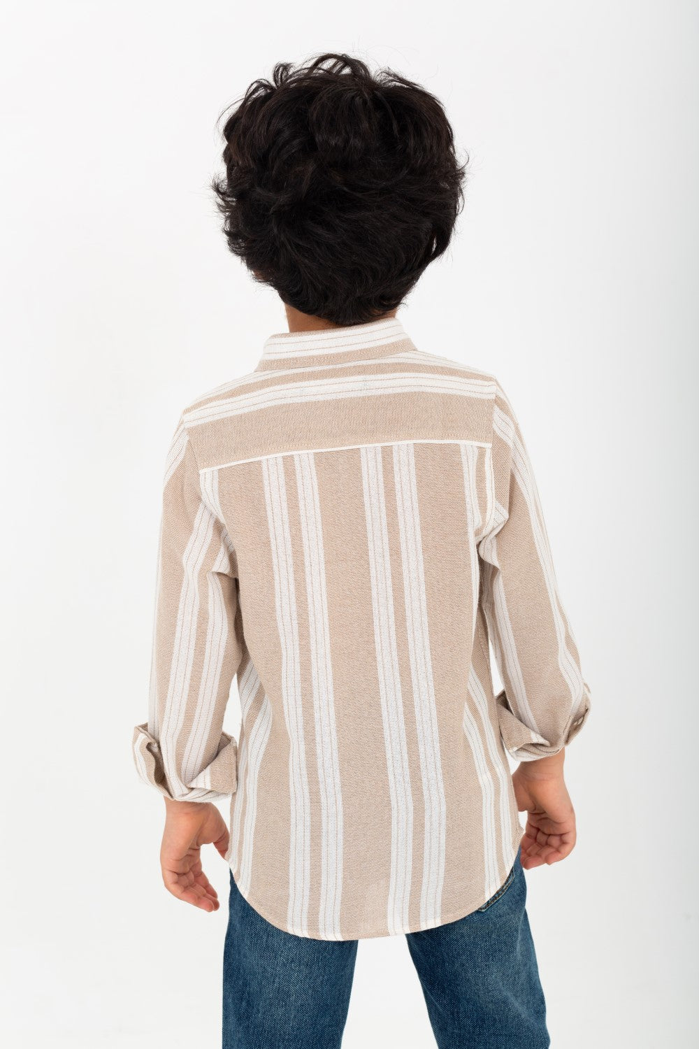 Boy's Long Sleeve Striped Linen Shirt