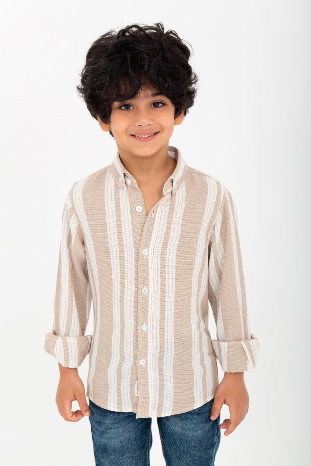 Boy's Long Sleeve Striped Linen Shirt