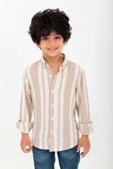 Boy's Long Sleeve Striped Linen Shirt