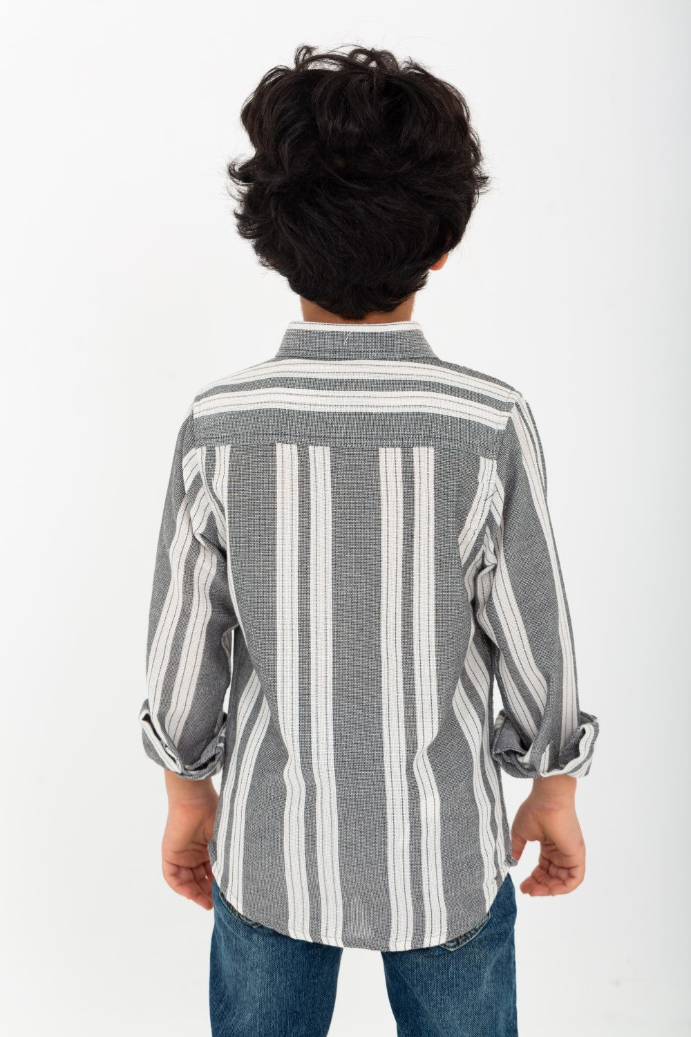 Boy's Long Sleeve Striped Linen Shirt