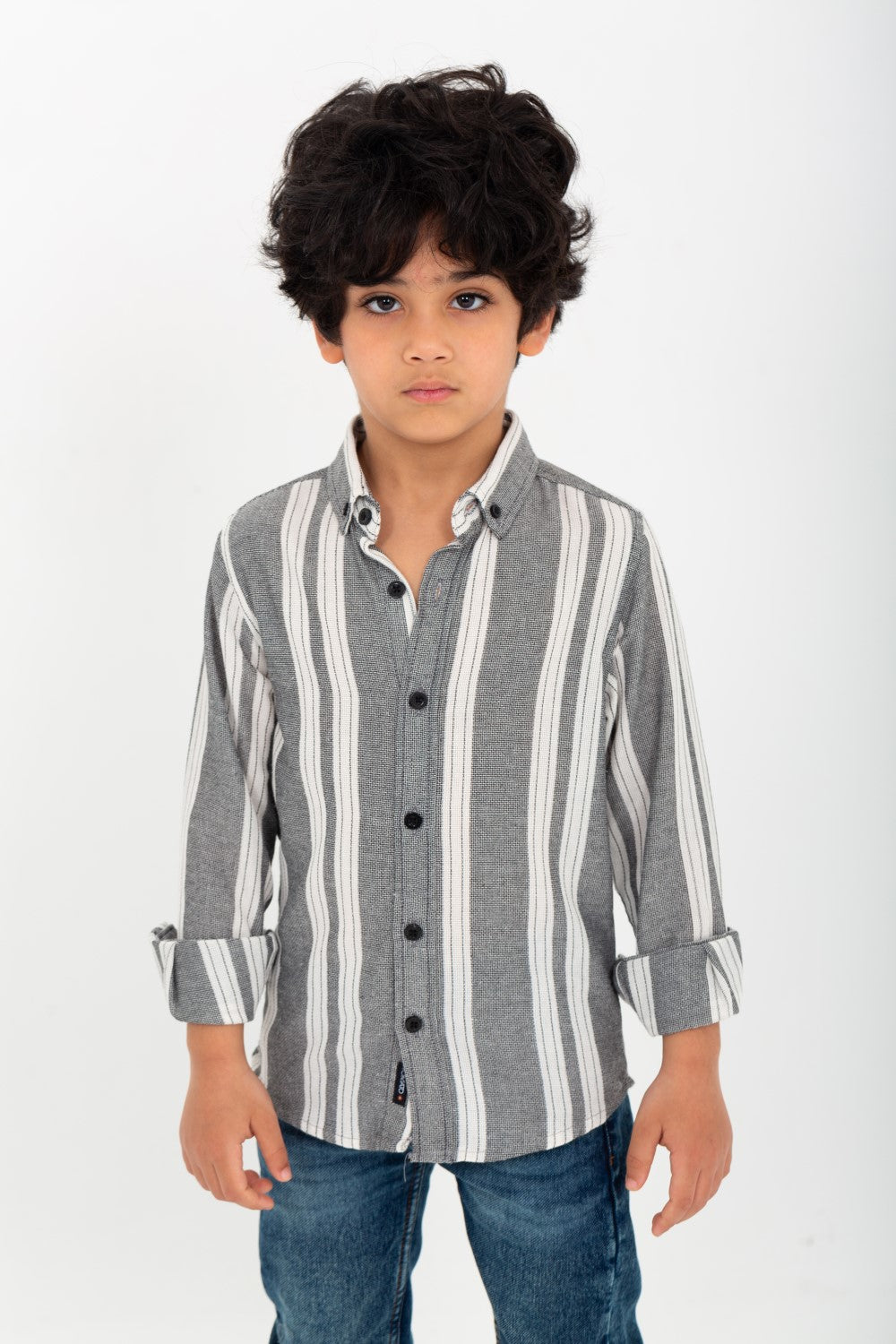 Boy's Long Sleeve Striped Linen Shirt