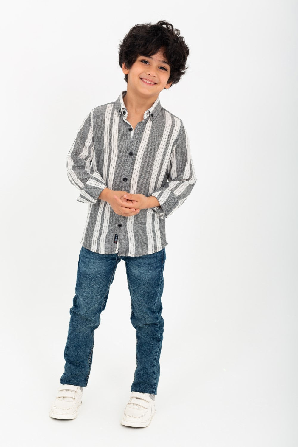 Boy's Long Sleeve Striped Linen Shirt