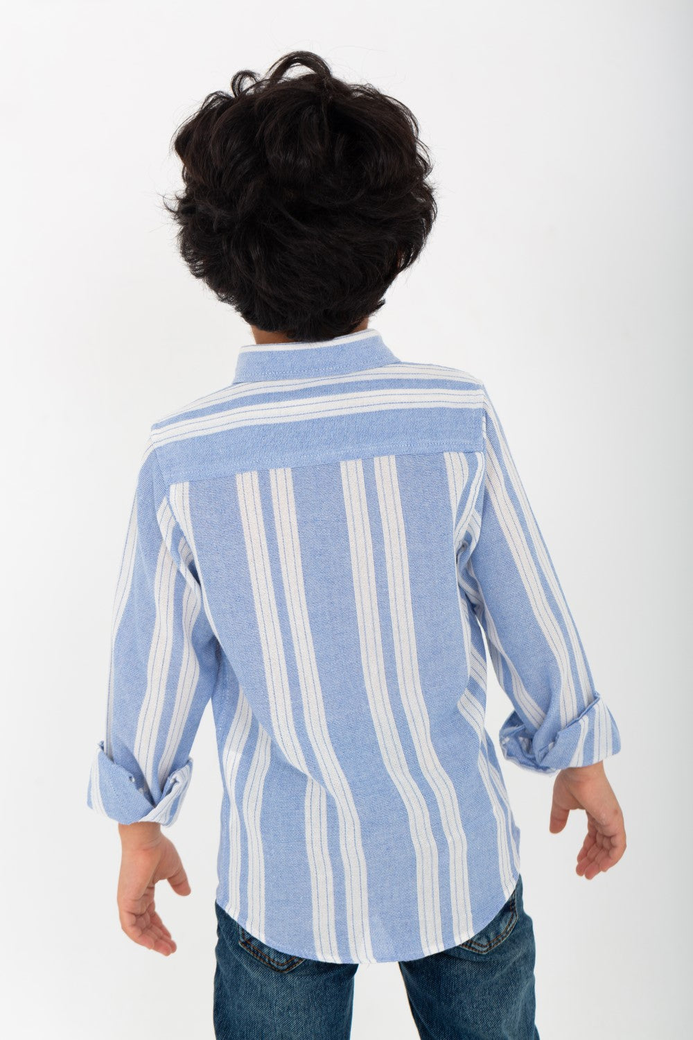 Boy's Long Sleeve Striped Linen Shirt