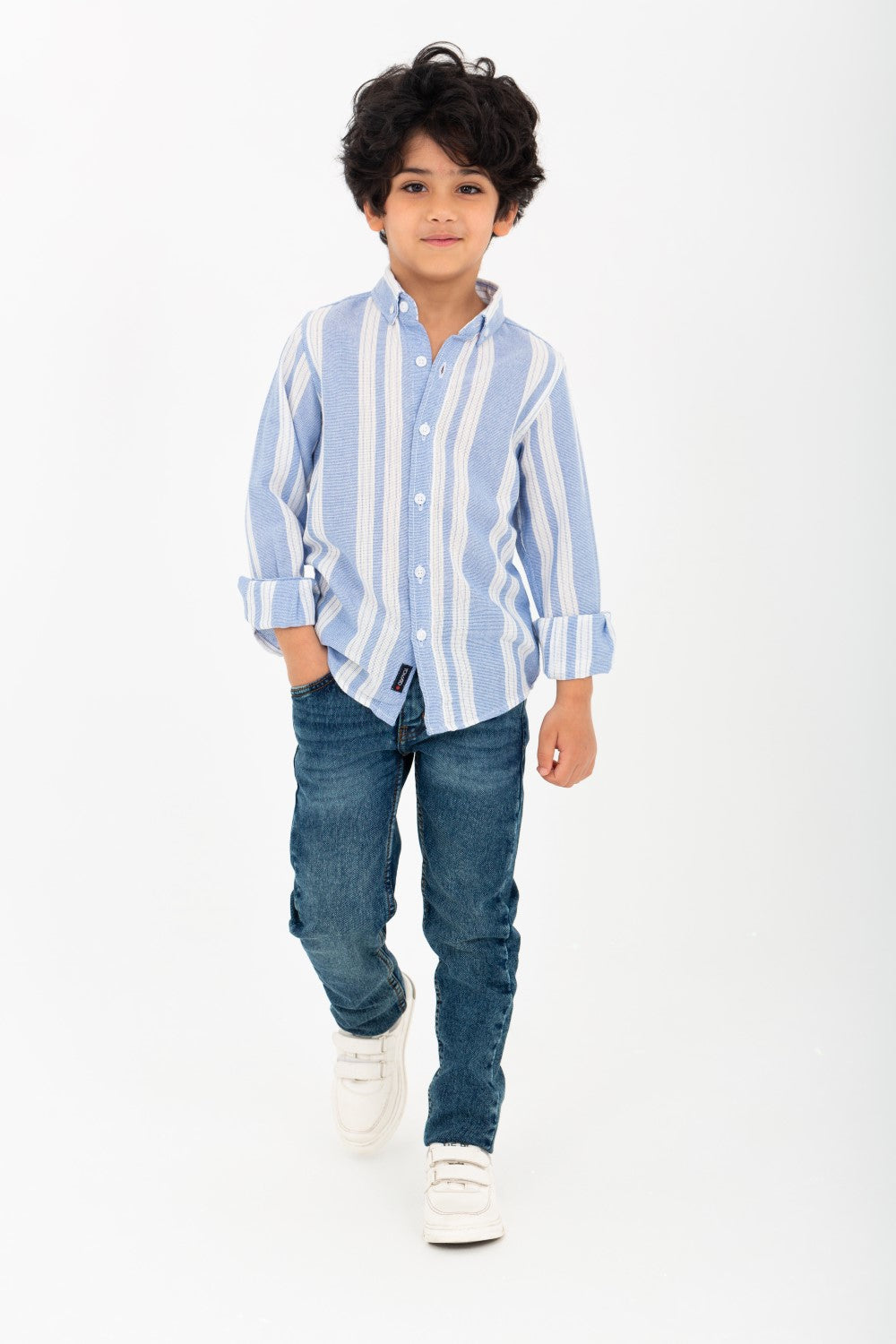 Boy's Long Sleeve Striped Linen Shirt