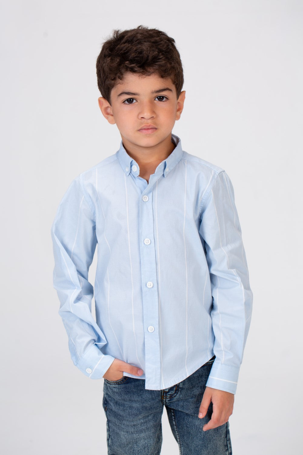 Boys Striped Long Sleeves Shirt Poplin Material