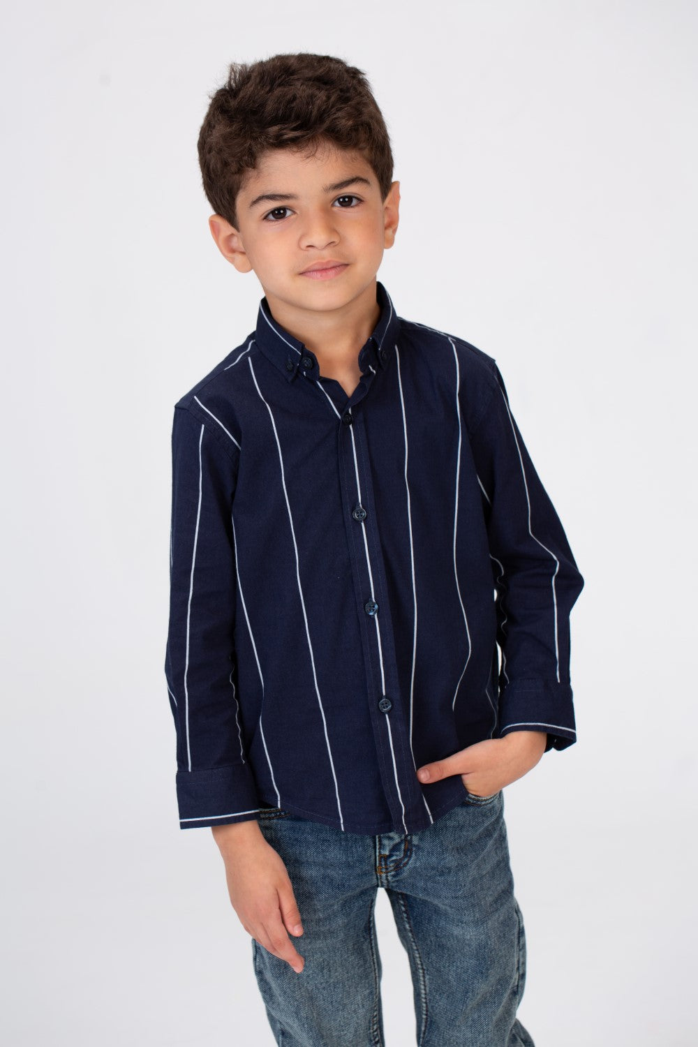 Boys Striped Long Sleeves Shirt Poplin Material