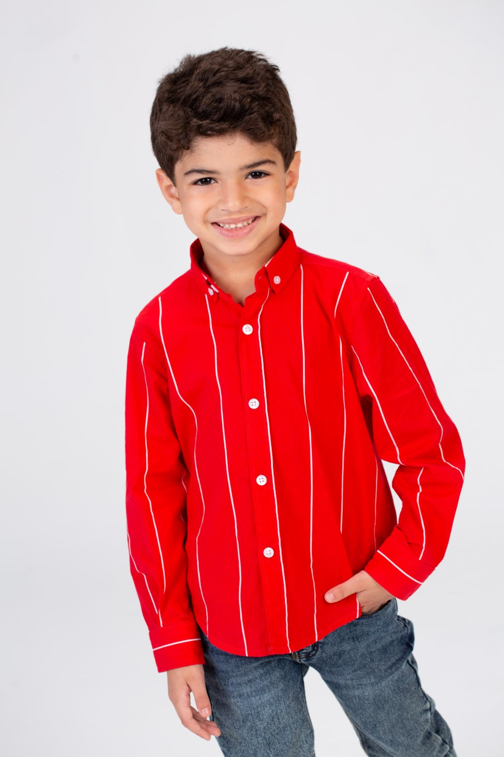 Boys Striped Long Sleeves Shirt Poplin Material