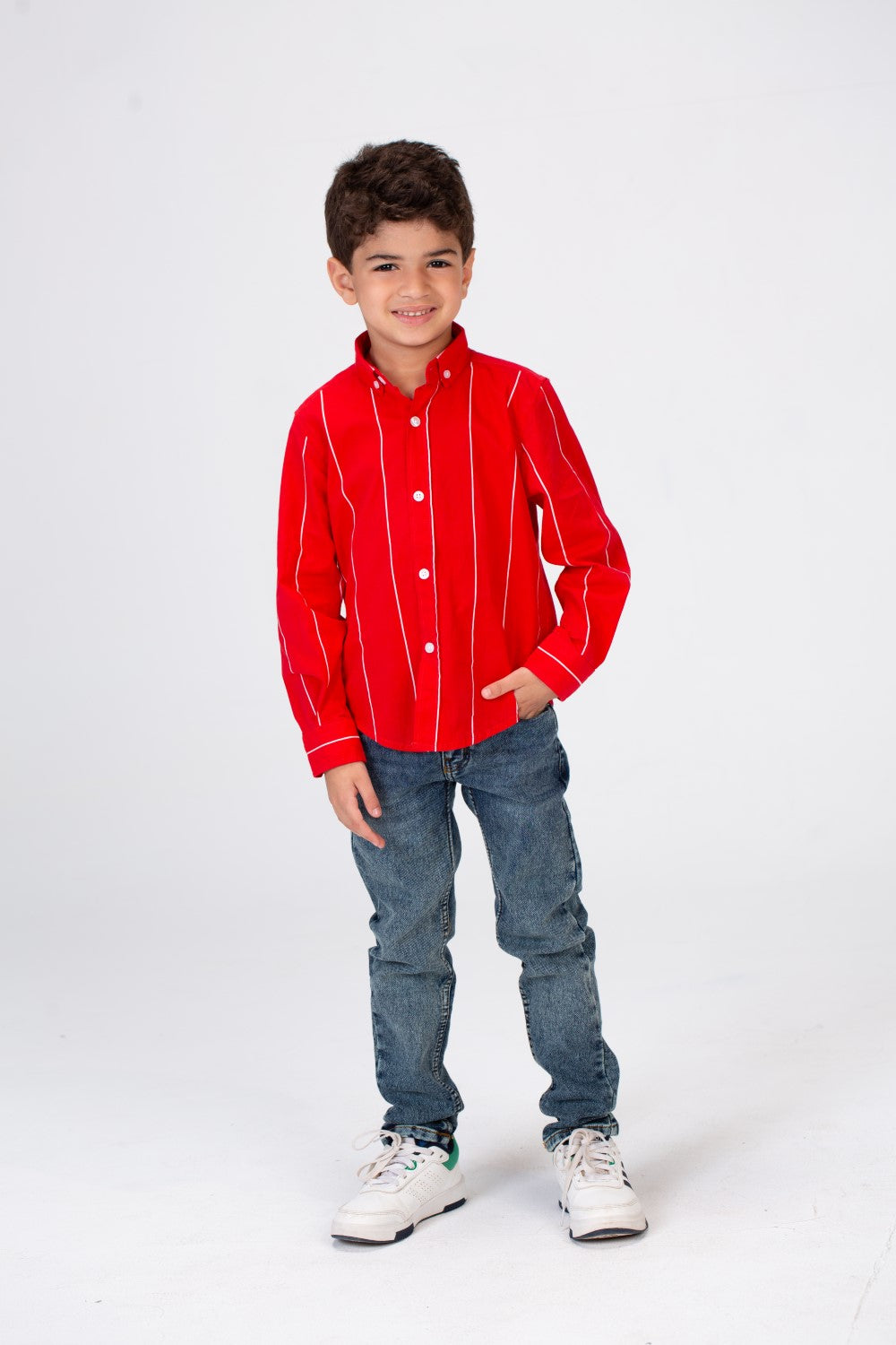 Boys Striped Long Sleeves Shirt Poplin Material