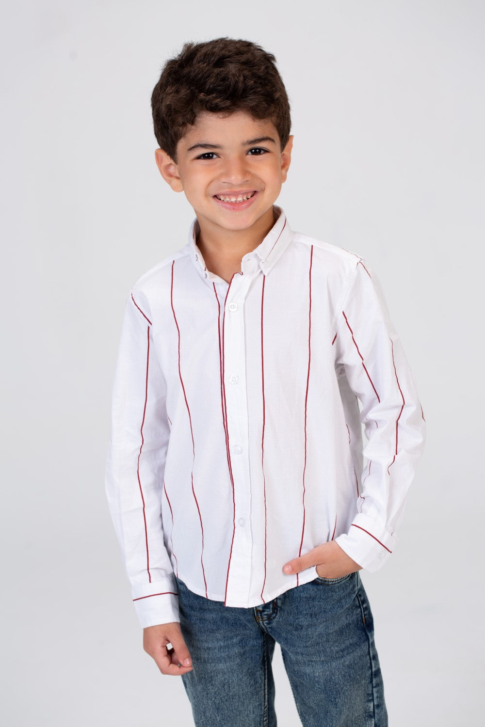Boys Striped Long Sleeves Shirt Poplin Material