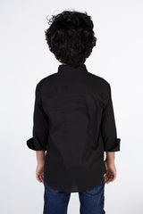 Boys Classic Plain Poplin Lycra Shirt With Button Front