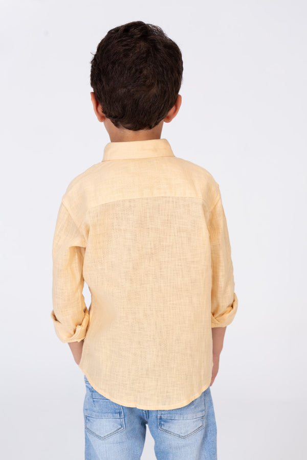 Boys Basic Plain Linen Shirt In Basic Colors