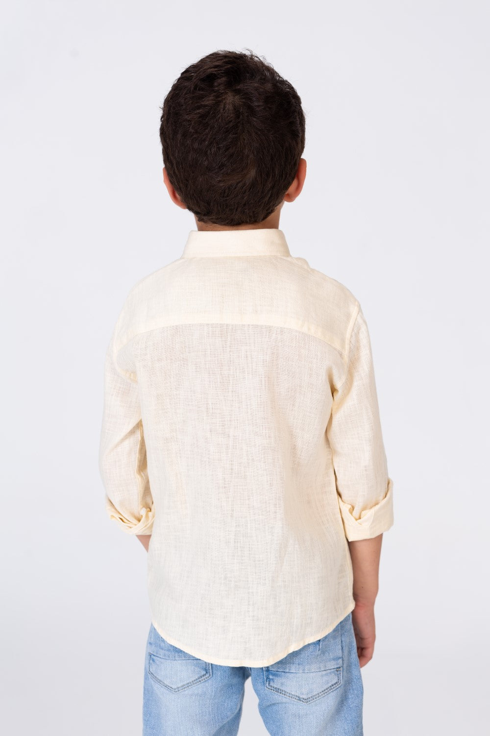 Boys Basic Plain Linen Shirt In Basic Colors