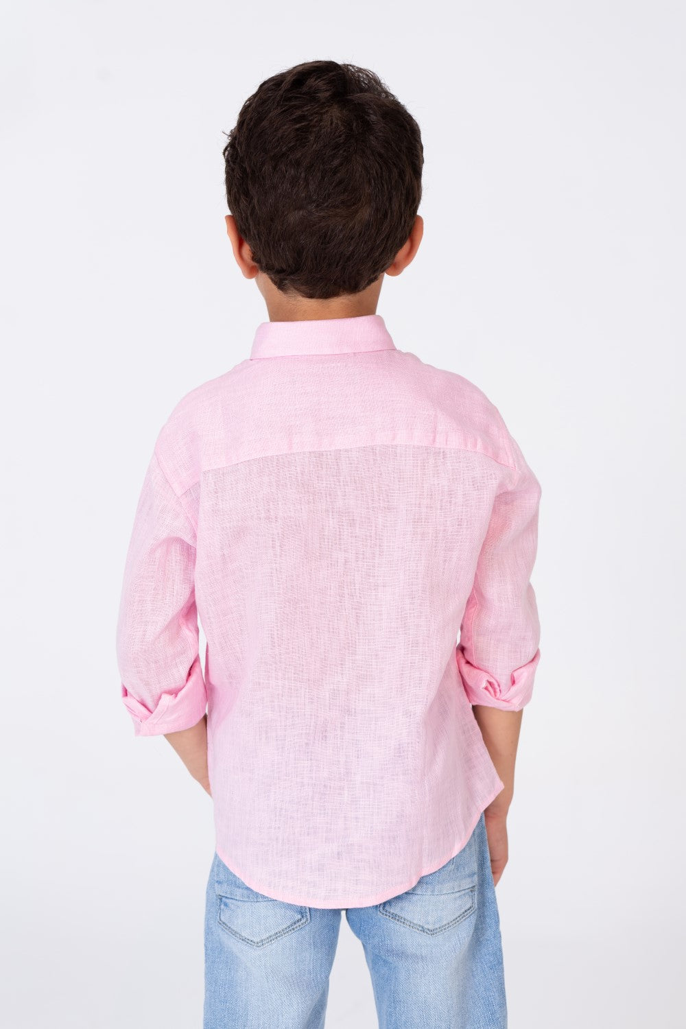 Boys Basic Plain Linen Shirt In Basic Colors