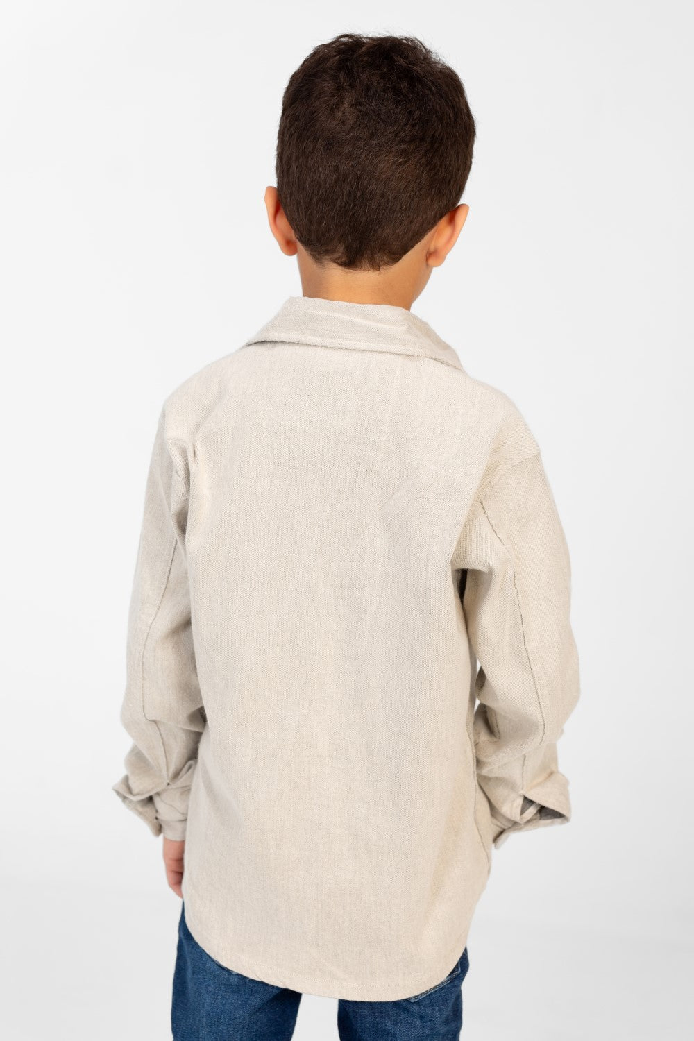 Boy's Plain Shirt With Long Sleeves And Front Pockets