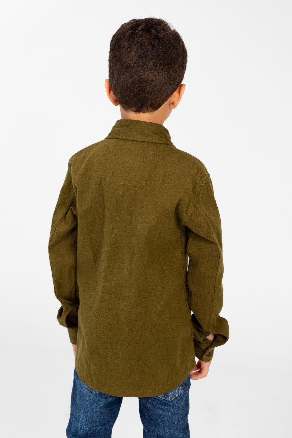 Boy's Plain Shirt With Long Sleeves And Front Pockets