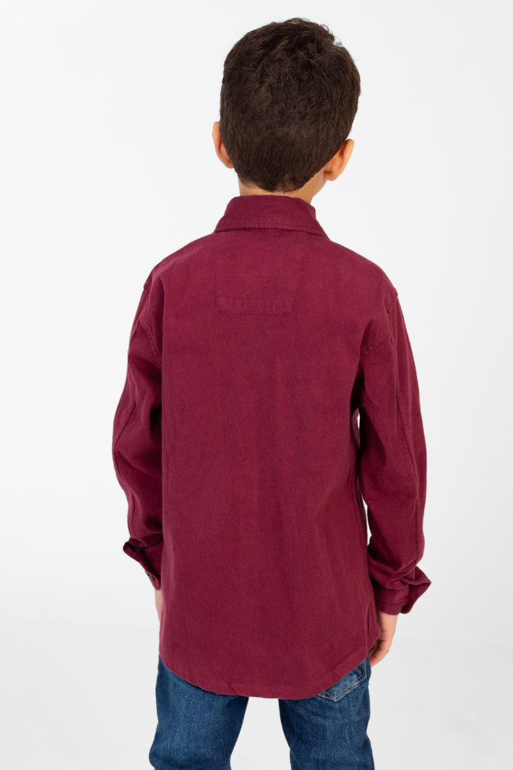 Boy's Plain Shirt With Long Sleeves And Front Pockets