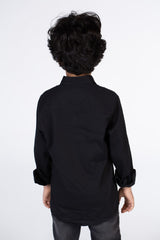 Boys Classic Plain Poplin Shirt With Button Front