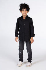 Boys Classic Plain Poplin Shirt With Button Front