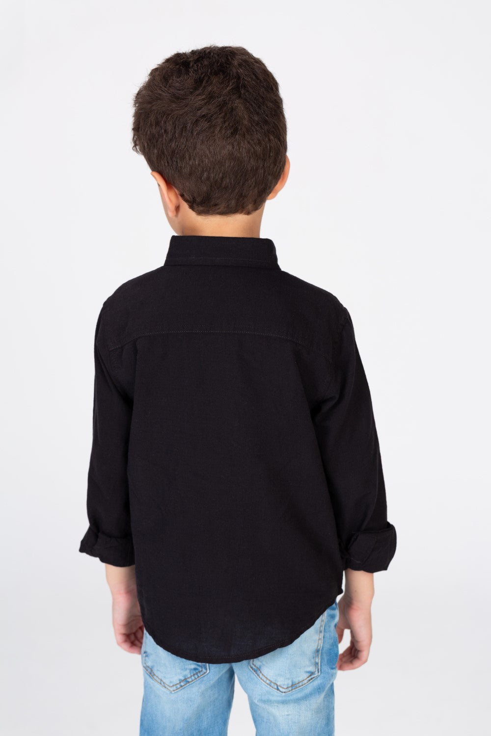 Boys Plain Linen Shirt With Collar