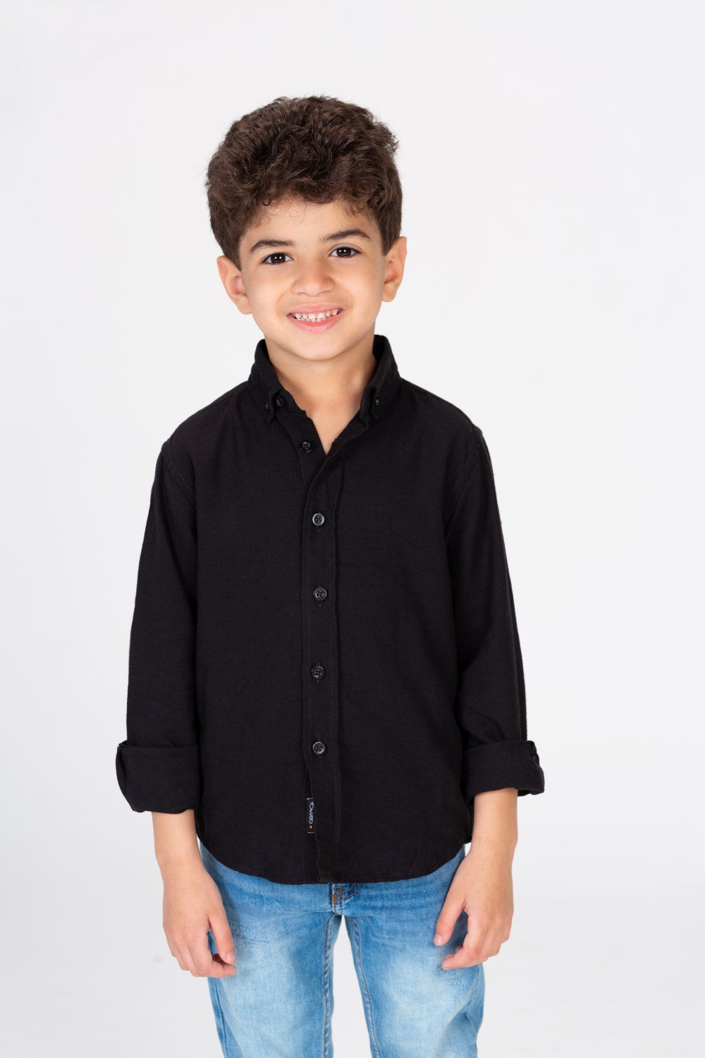 Boys Plain Linen Shirt With Collar