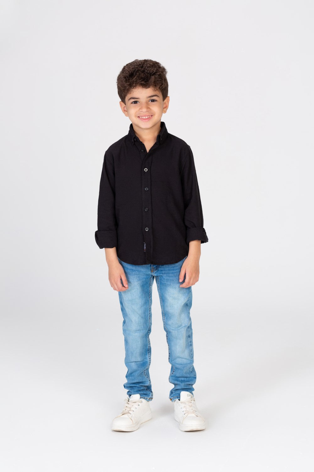 Boys Plain Linen Shirt With Collar