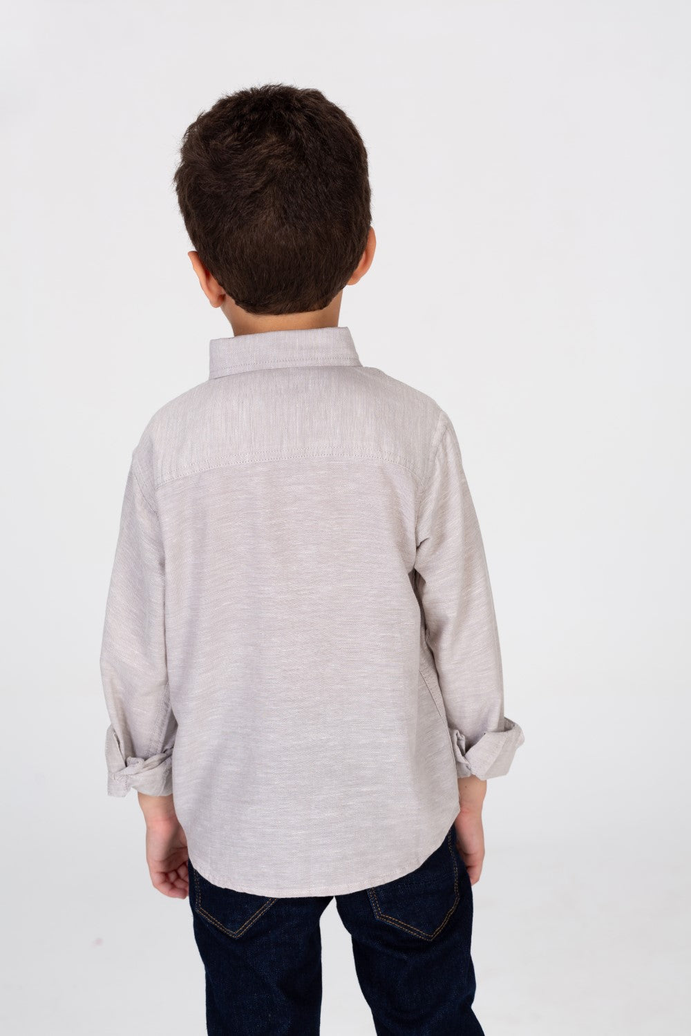 Boys Plain Linen Shirt With Collar