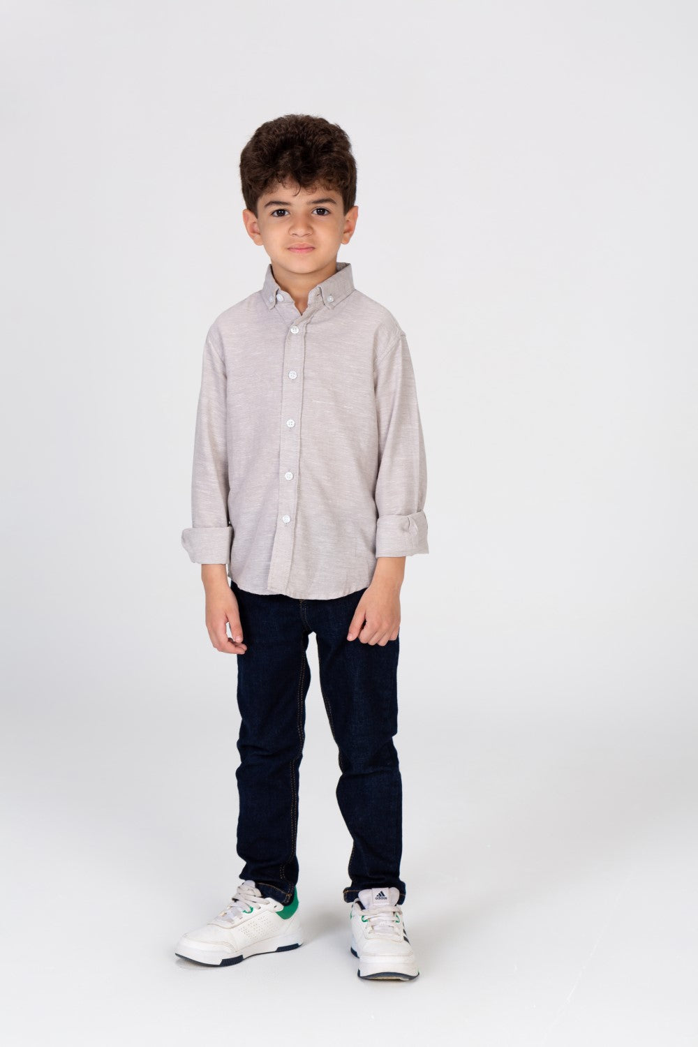 Boys Plain Linen Shirt With Collar