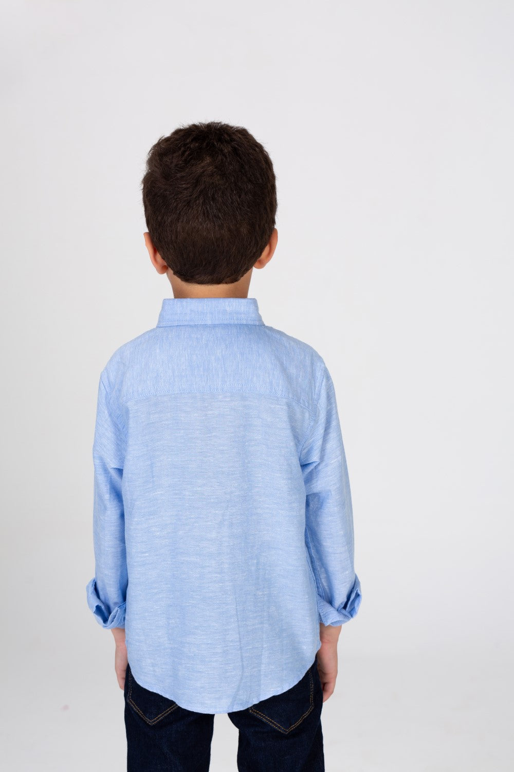 Boys Plain Linen Shirt With Collar