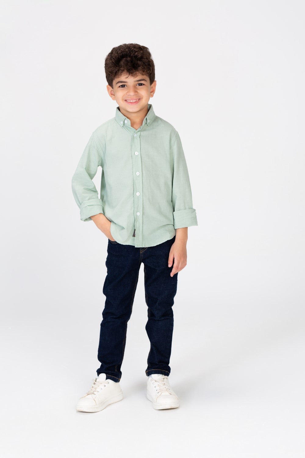 Boys Plain Linen Shirt With Collar