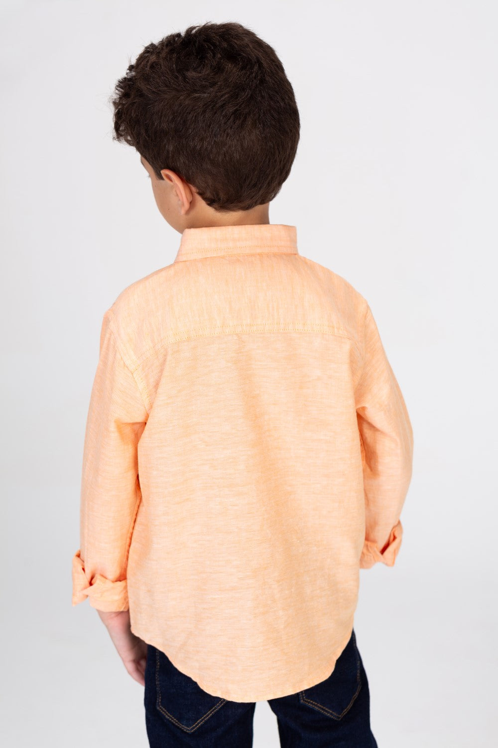 Boys Plain Linen Shirt With Collar