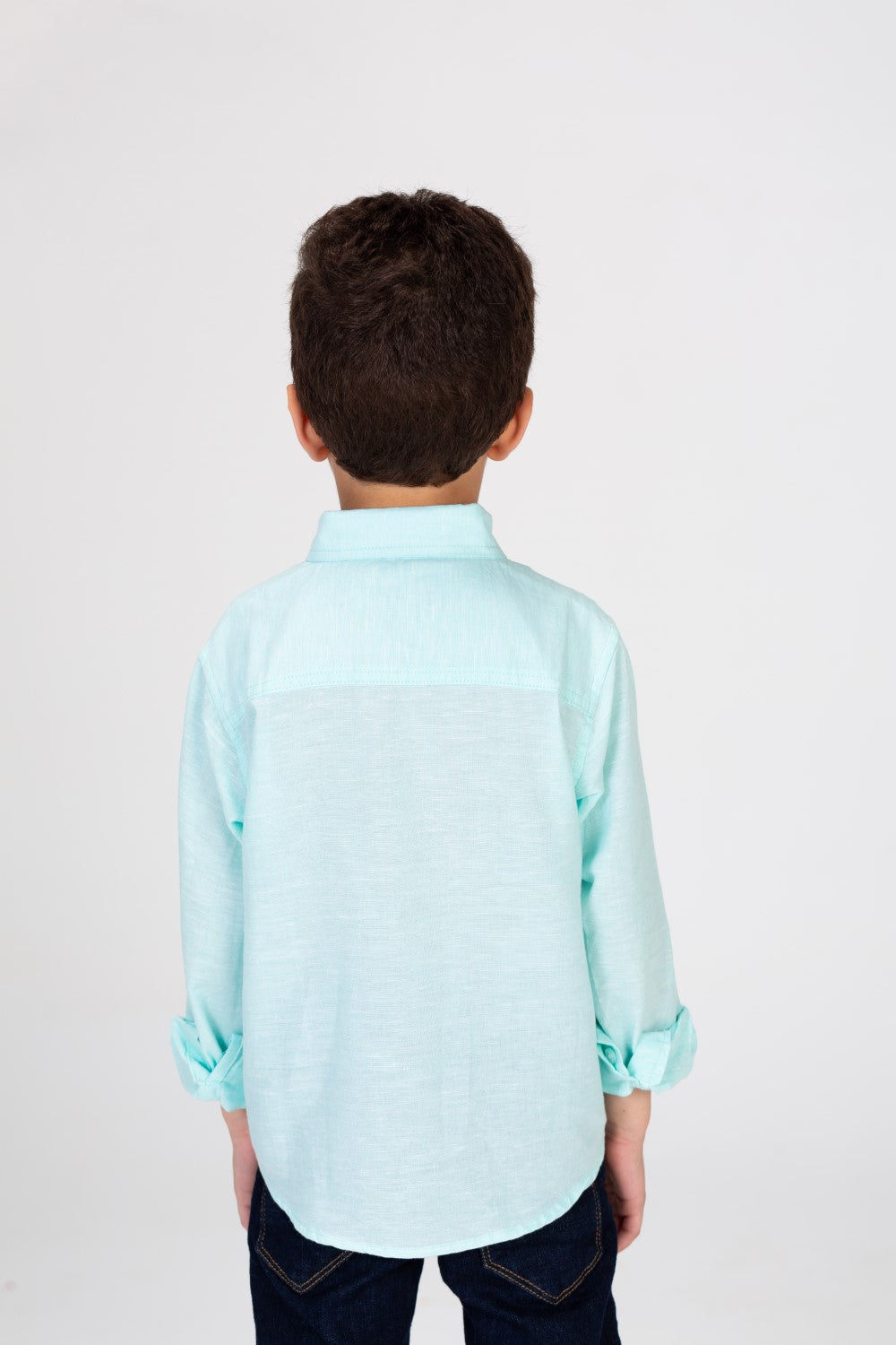 Boys Plain Linen Shirt With Collar