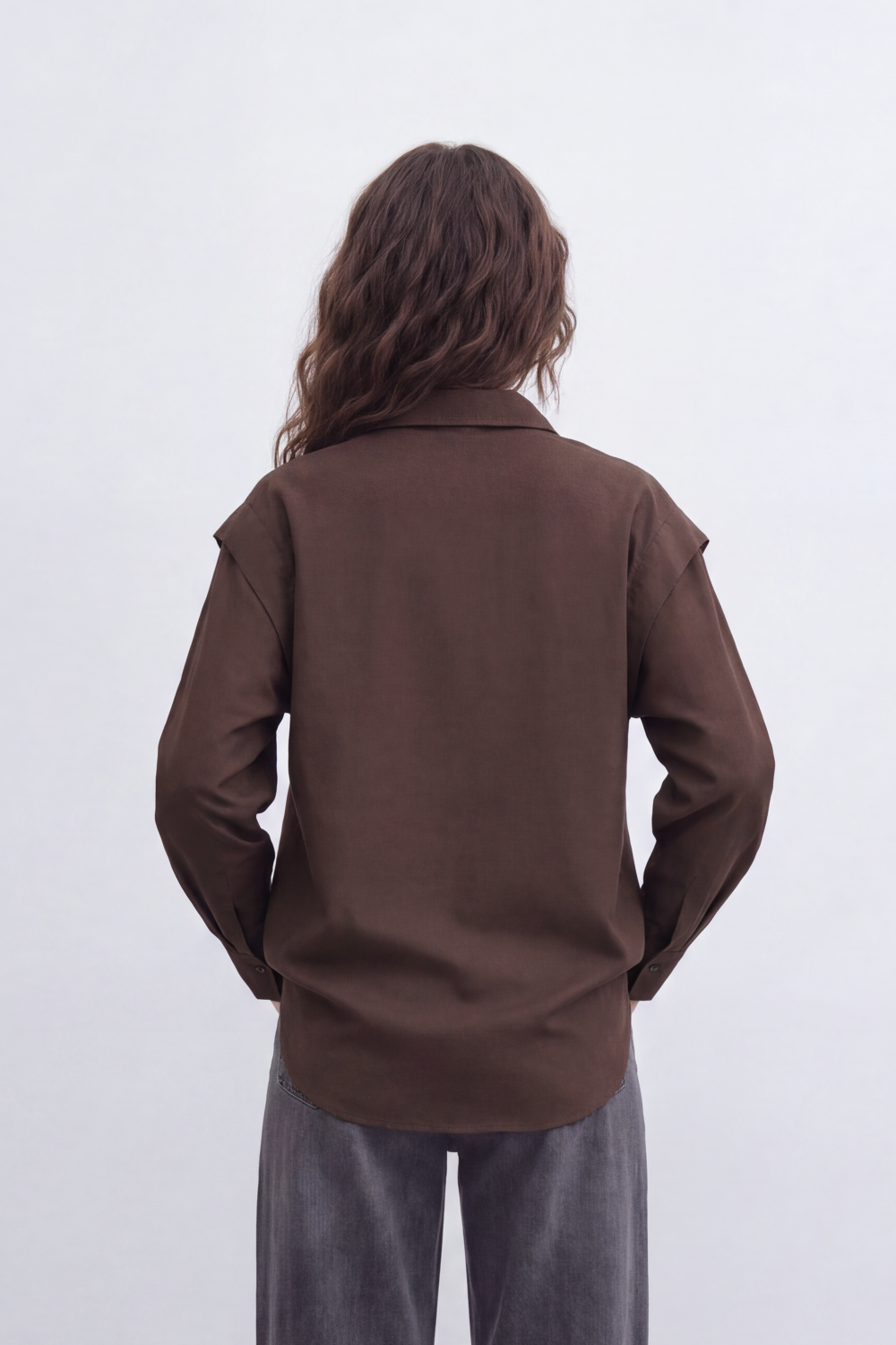 Women’s Tomato Store Drape Blouse Soft Brushed Texture Gives The Plain Body Washed Depth Button Front Self Tie Waist