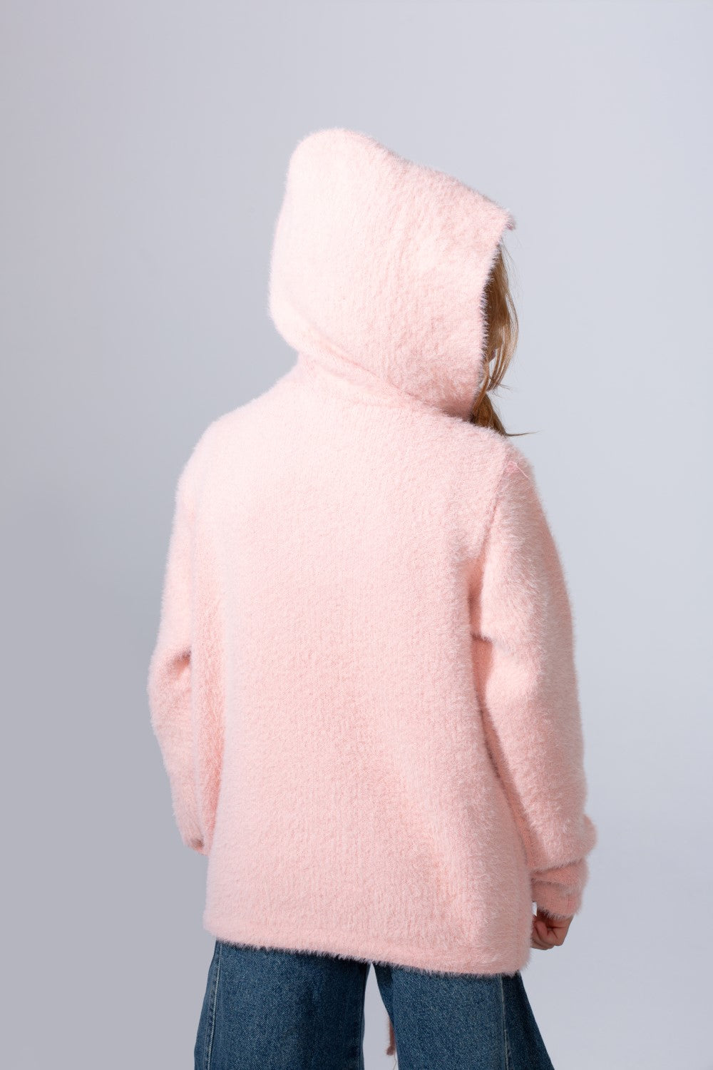Girl's Slim Fit With Front Button-Down Flaps Pockets Textured Fabric Luxury Warmth Hooded Pullover