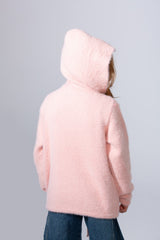 Girl's Slim Fit With Front Button-Down Flaps Pockets Textured Fabric Luxury Warmth Hooded Pullover