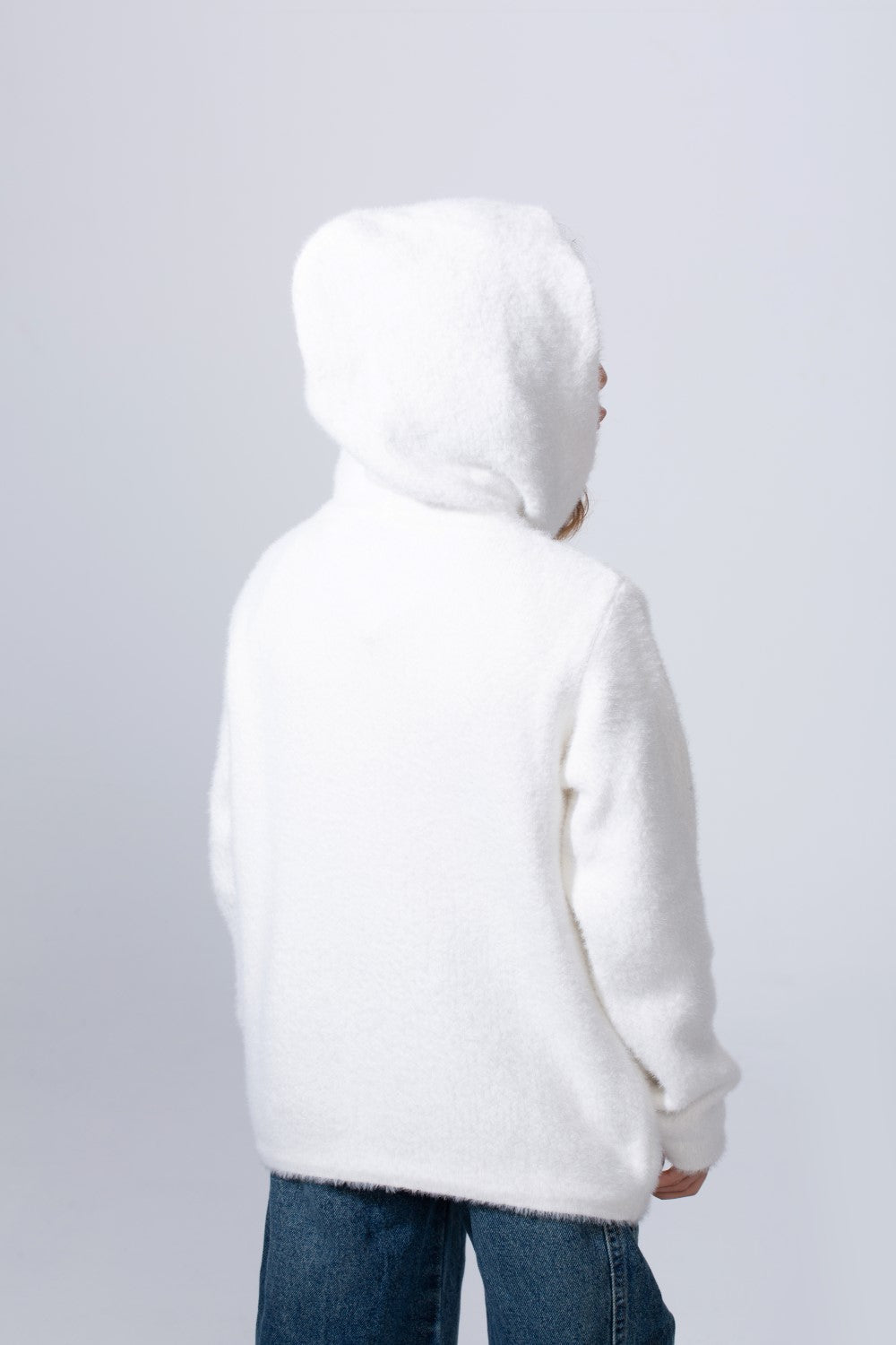 Girl's Slim Fit With Front Button-Down Flaps Pockets Textured Fabric Luxury Warmth Hooded Pullover