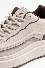 Men's Tomato Store Dune Runner Sneakers Layered Smooth Panels Mixed Mesh Texture Curved Trim Lines Lace Up Front Pull Tab Detail Duck Shoes
