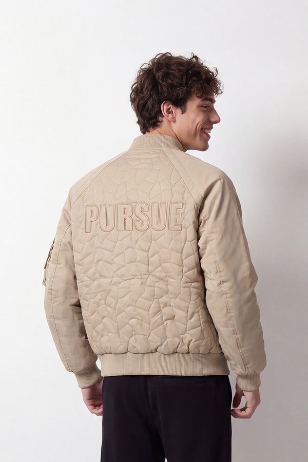 Men's Tomato Store Slim Fit Waterproof Bomber Jacket Utility Sleeve Pocket Embroidered Chest Detail