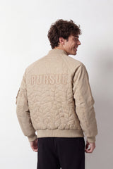 Men's Tomato Store Slim Fit Waterproof Bomber Jacket Utility Sleeve Pocket Embroidered Chest Detail