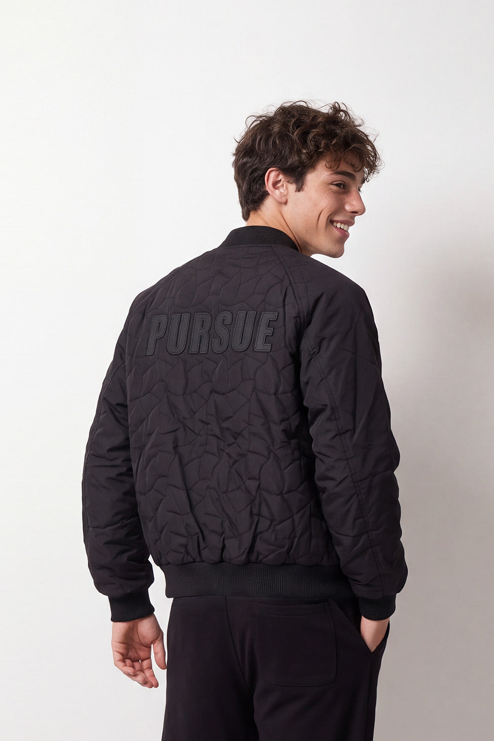 Men's Tomato Store Slim Fit Waterproof Bomber Jacket Utility Sleeve Pocket Embroidered Chest Detail