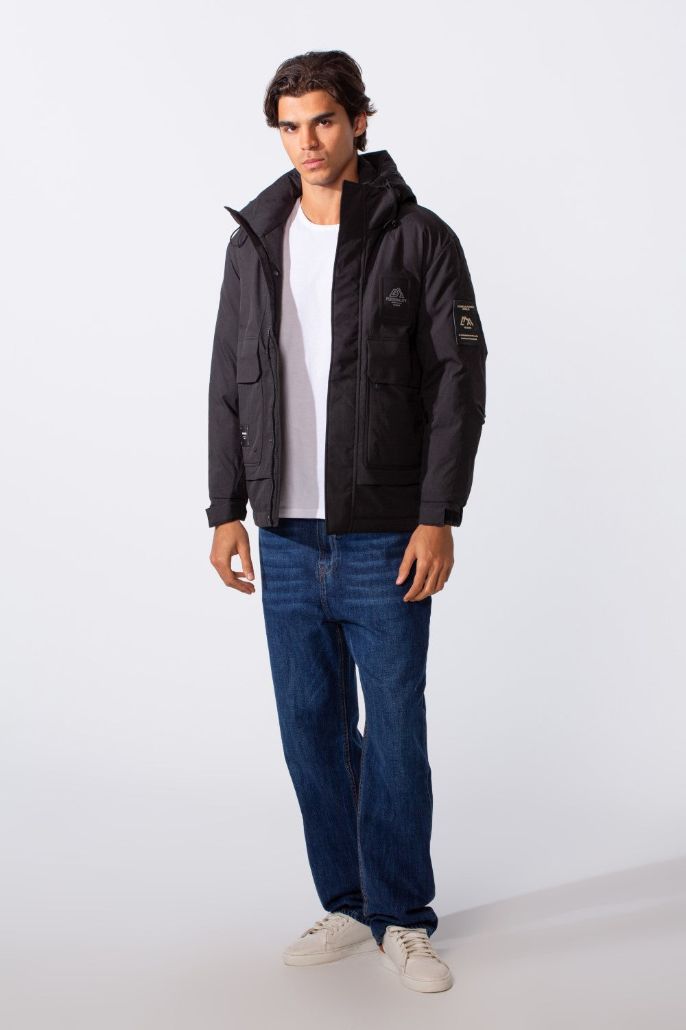 Men's Long Sleeve Tomato Hood Front Pockets Jacket