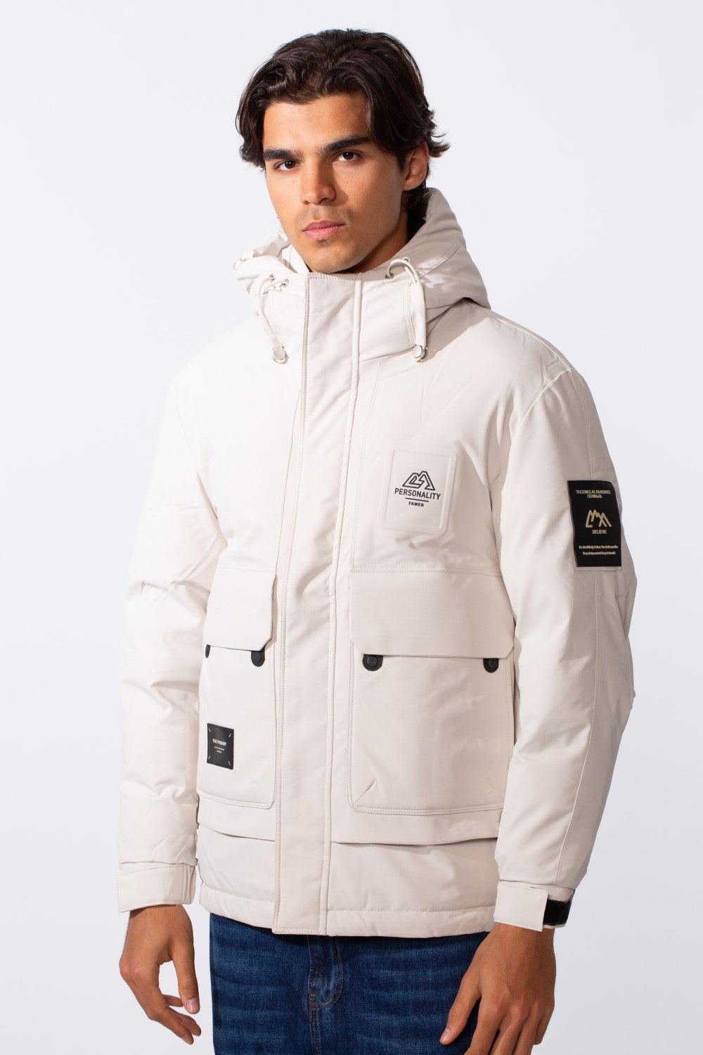 Men's Long Sleeve Tomato Hood Front Pockets Jacket