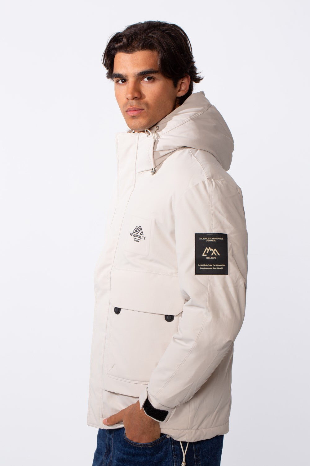 Men's Long Sleeve Tomato Hood Front Pockets Jacket